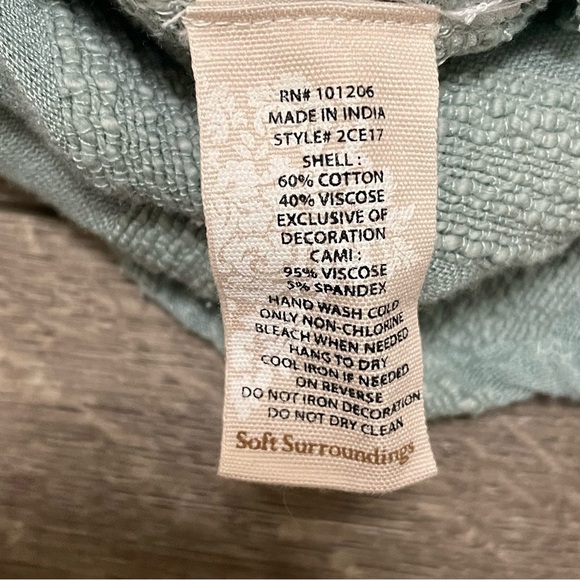 Soft Surroundings Green Beaded Embroidered Soutache Nimi Tunic Pockets Top Sz L - Picture 9 of 9